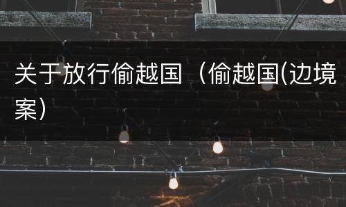 关于放行偷越国（偷越国(边境案）