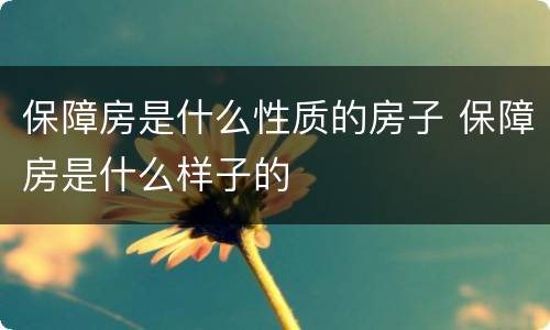 保障房是什么性质的房子 保障房是什么样子的