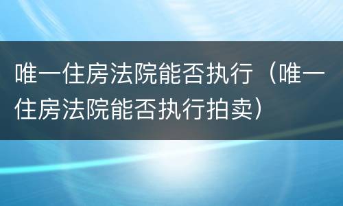 唯一住房法院能否执行（唯一住房法院能否执行拍卖）