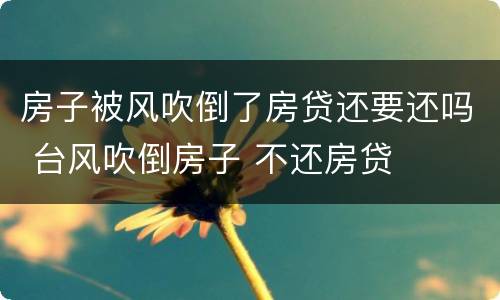 房子被风吹倒了房贷还要还吗 台风吹倒房子 不还房贷