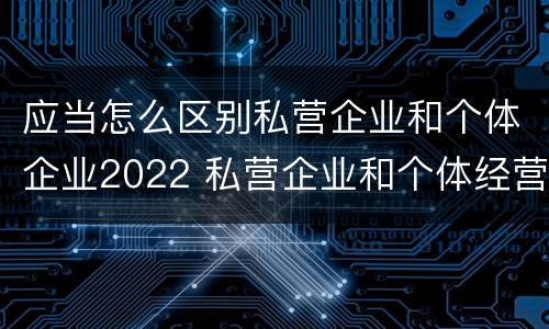 应当怎么区别私营企业和个体企业2022 私营企业和个体经营者的区别