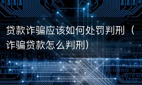 贷款诈骗应该如何处罚判刑（诈骗贷款怎么判刑）
