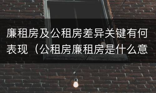 廉租房及公租房差异关键有何表现（公租房廉租房是什么意思）