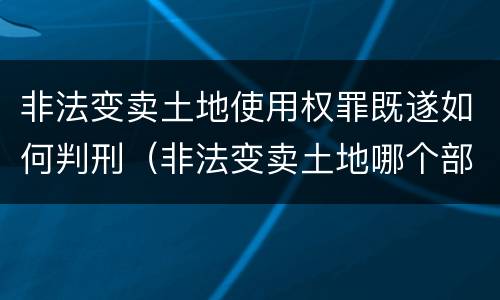 非法变卖土地使用权罪既遂如何判刑（非法变卖土地哪个部门管辖?）