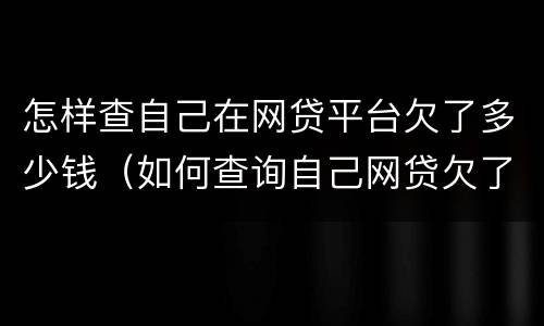怎样查自己在网贷平台欠了多少钱（如何查询自己网贷欠了哪些钱）