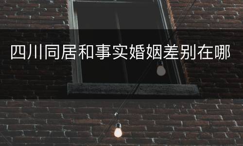 四川同居和事实婚姻差别在哪