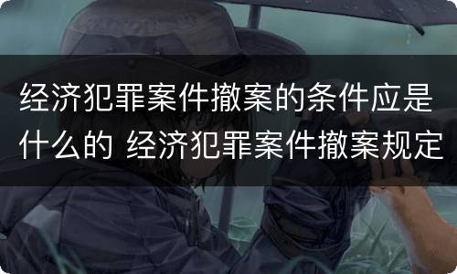 经济犯罪案件撤案的条件应是什么的 经济犯罪案件撤案规定