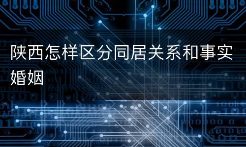 陕西怎样区分同居关系和事实婚姻