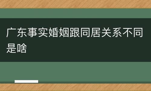 广东事实婚姻跟同居关系不同是啥