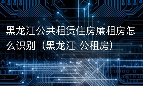 黑龙江公共租赁住房廉租房怎么识别（黑龙江 公租房）