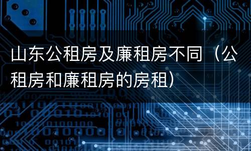 山东公租房及廉租房不同（公租房和廉租房的房租）