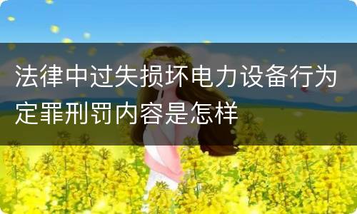 法律中过失损坏电力设备行为定罪刑罚内容是怎样