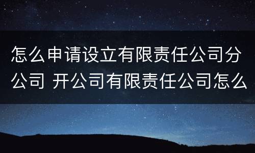 怎么申请设立有限责任公司分公司 开公司有限责任公司怎么申请