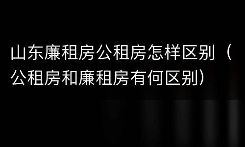 山东廉租房公租房怎样区别（公租房和廉租房有何区别）