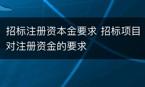 招标注册资本金要求 招标项目对注册资金的要求