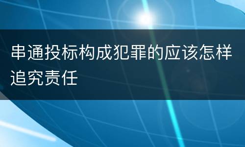 串通投标构成犯罪的应该怎样追究责任