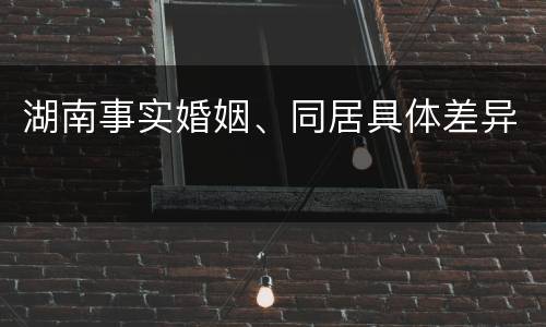 湖南事实婚姻、同居具体差异