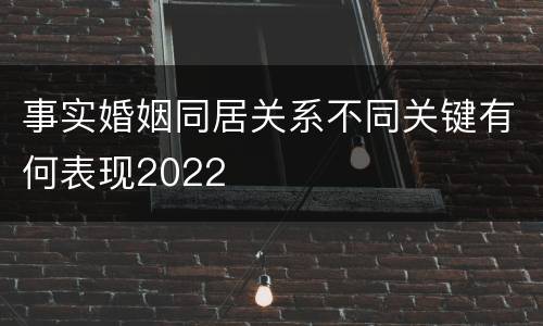 事实婚姻同居关系不同关键有何表现2022