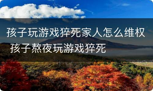 孩子玩游戏猝死家人怎么维权 孩子熬夜玩游戏猝死