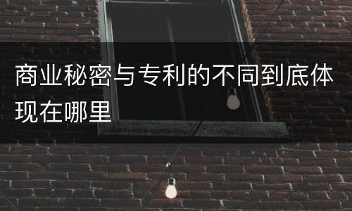 商业秘密与专利的不同到底体现在哪里