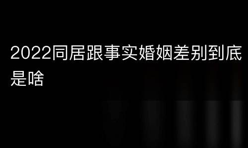2022同居跟事实婚姻差别到底是啥