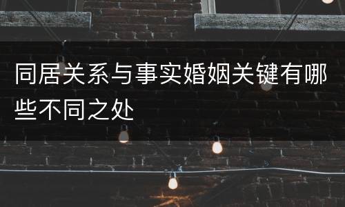 同居关系与事实婚姻关键有哪些不同之处