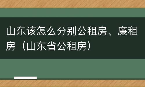 山东该怎么分别公租房、廉租房（山东省公租房）