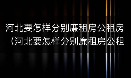 河北要怎样分别廉租房公租房（河北要怎样分别廉租房公租房呢）