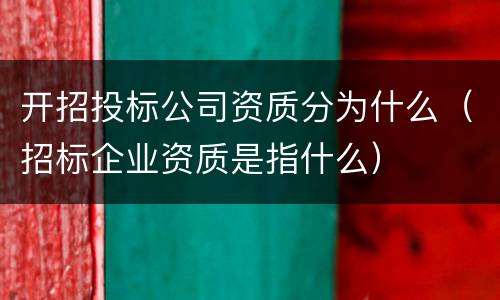 开招投标公司资质分为什么（招标企业资质是指什么）