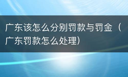 广东该怎么分别罚款与罚金（广东罚款怎么处理）