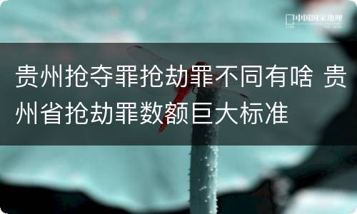 贵州抢夺罪抢劫罪不同有啥 贵州省抢劫罪数额巨大标准