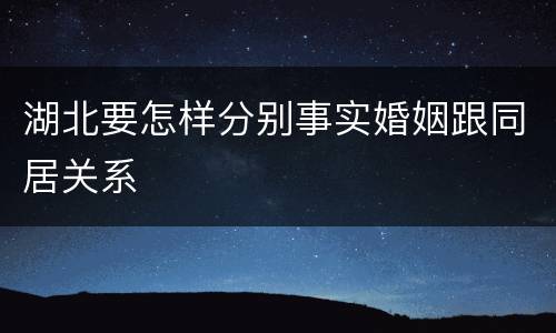 湖北要怎样分别事实婚姻跟同居关系