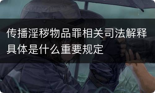 传播淫秽物品罪相关司法解释具体是什么重要规定