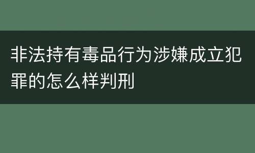 非法持有毒品行为涉嫌成立犯罪的怎么样判刑