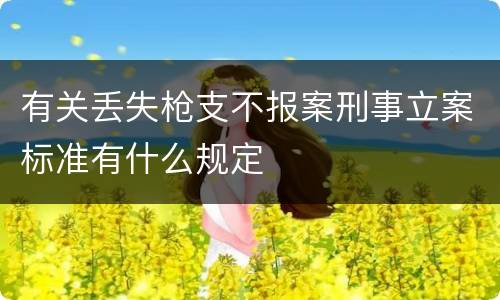有关丢失枪支不报案刑事立案标准有什么规定