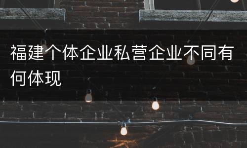福建个体企业私营企业不同有何体现