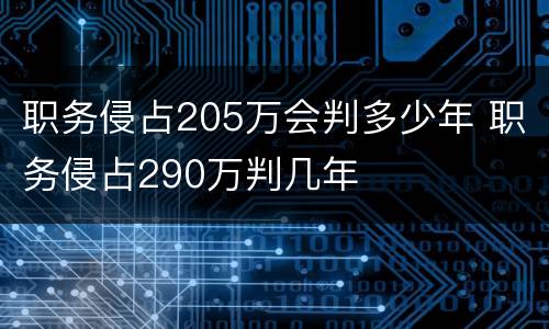 职务侵占205万会判多少年 职务侵占290万判几年