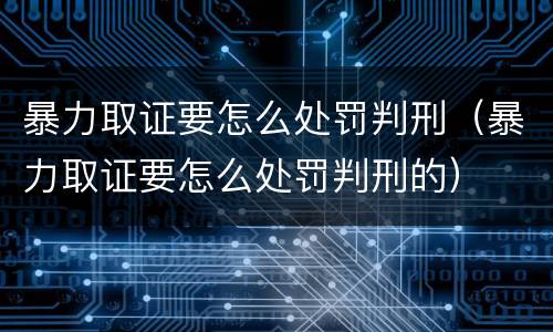 暴力取证要怎么处罚判刑（暴力取证要怎么处罚判刑的）