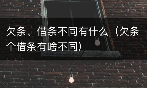 欠条、借条不同有什么（欠条个借条有啥不同）