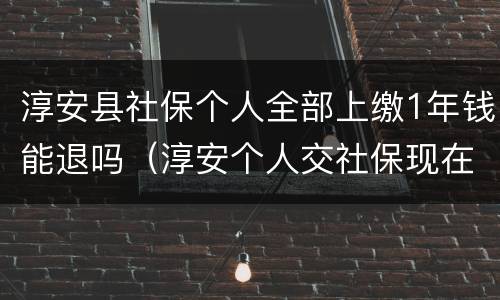 淳安县社保个人全部上缴1年钱能退吗（淳安个人交社保现在多少一个月）