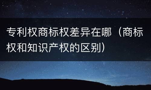 专利权商标权差异在哪（商标权和知识产权的区别）