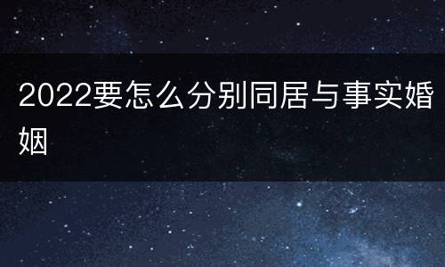 2022要怎么分别同居与事实婚姻