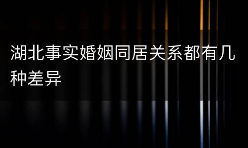 湖北事实婚姻同居关系都有几种差异