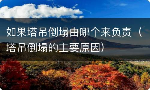 如果塔吊倒塌由哪个来负责（塔吊倒塌的主要原因）