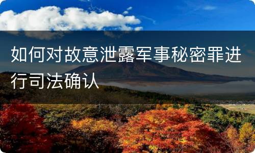 如何对故意泄露军事秘密罪进行司法确认