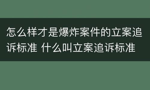 怎么样才是爆炸案件的立案追诉标准 什么叫立案追诉标准