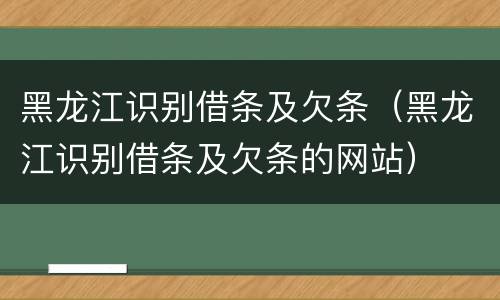 黑龙江识别借条及欠条（黑龙江识别借条及欠条的网站）
