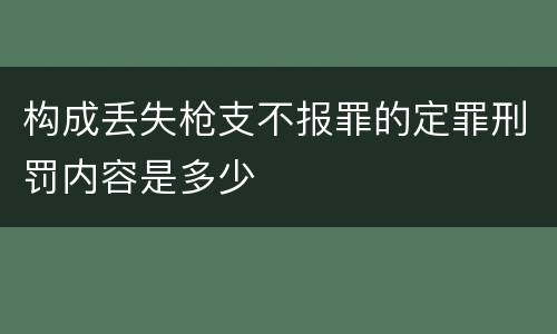 构成丢失枪支不报罪的定罪刑罚内容是多少