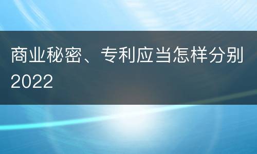 商业秘密、专利应当怎样分别2022