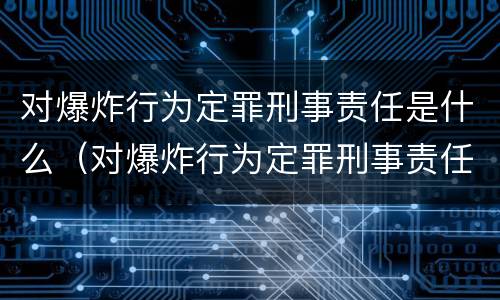 对爆炸行为定罪刑事责任是什么（对爆炸行为定罪刑事责任是什么意思）